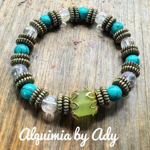 Alquimia Turquoise and Brass Beaded Bracelet